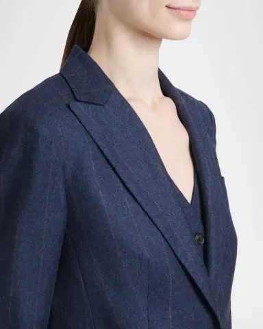Kiton Pinstripe Wool-Cashmere Single-Breasted Jacket | Thumbnail 5
