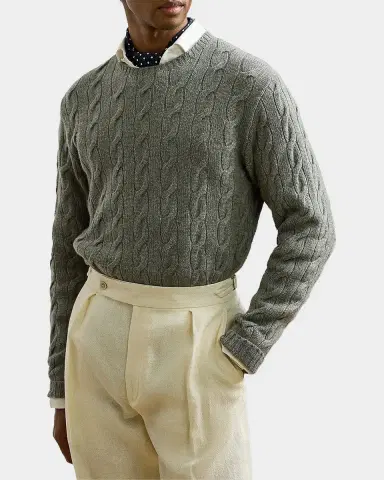 Ralph Lauren Purple Label Men's Cable-Knit Cashmere Sweater | Thumbnail 4 Ralph Lauren Purple Label Men's Cable-Knit Cashmere Sweater | Thumbnail 4