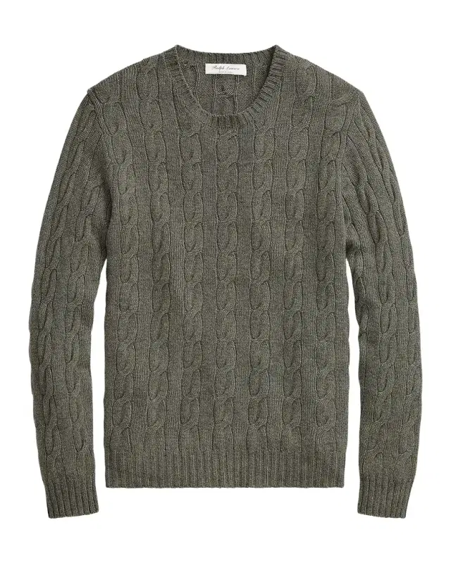 Men's Cashmere Cable-Knit Crewneck Sweater