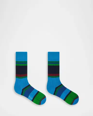 Paul Smith Men's Pool Ribbed Stripe Mid-Calf Socks | Thumbnail 2