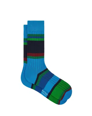 Paul Smith Men's Pool Ribbed Stripe Mid-Calf Socks | Thumbnail 1