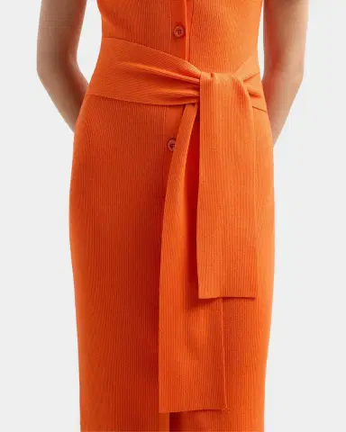 Toccin Agnes Ribbed Tie-Front Midi Dress | Thumbnail 5