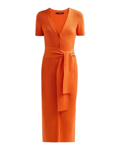 Toccin Agnes Ribbed Tie-Front Midi Dress | Thumbnail 1