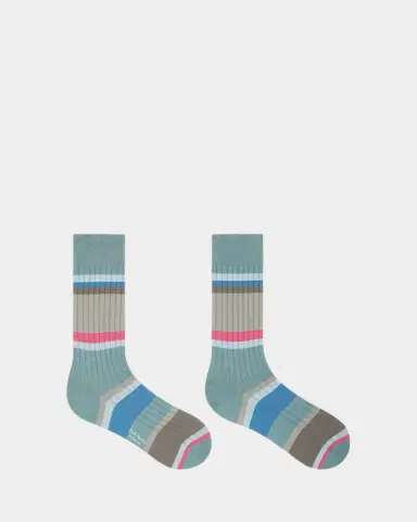 Paul Smith Men's Pool Ribbed Stripe Mid-Calf Socks | Thumbnail 2
