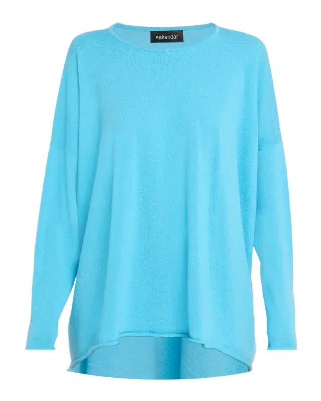 Eskandar Cashmere A-Line Bateau Neck Sweater - Long