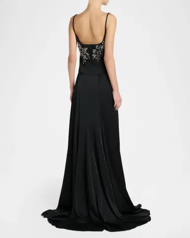 Alexander McQueen Floral Embroidered Crepe Gown | Thumbnail 3 Alexander McQueen Floral Embroidered Crepe Gown | Thumbnail 3