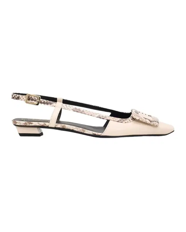 Roger Vivier Snakeskin-Embossed Trim Leather Slingback Pumps