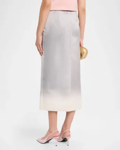 Oscar de la Renta Cosmos Flower-Print Satin Midi Skirt | Thumbnail 3