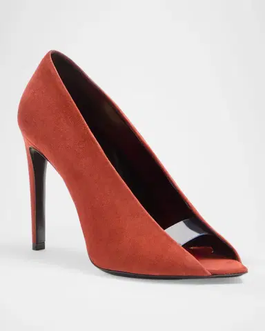 Valentino Garavani 105mm Open Toe Revele Suede Pumps | Thumbnail 3 Valentino Garavani 105mm Open Toe Revele Suede Pumps | Thumbnail 3