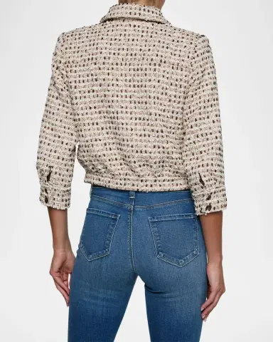 L'Agence Jia Cropped Tweed Jacket | Thumbnail 3 L'Agence Jia Cropped Tweed Jacket | Thumbnail 3