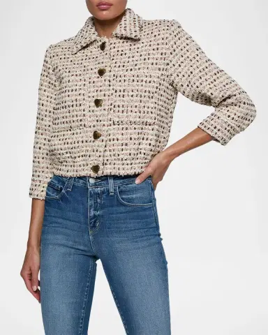 L'Agence Jia Cropped Tweed Jacket | Thumbnail 4 L'Agence Jia Cropped Tweed Jacket | Thumbnail 4