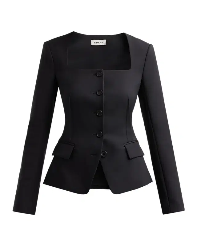 SIMKHAI Marlowe Tailored Square-Neck Jacket