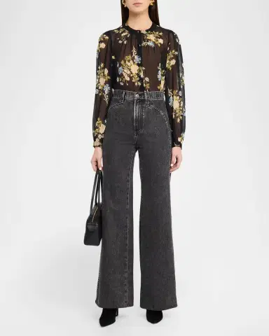 Veronica Beard Grant High-Rise Embellished Wide-Leg Jeans | Thumbnail 2