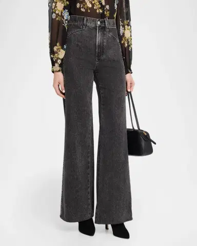 Veronica Beard Grant High-Rise Embellished Wide-Leg Jeans | Thumbnail 4