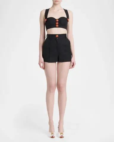 Dolce & Gabbana Carretto-Button Crop Bustier Top | Thumbnail 2 Dolce & Gabbana Carretto-Button Crop Bustier Top | Thumbnail 2