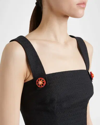 Dolce & Gabbana Sleeveless Carretto-Button Textured Cotton-Linen Mini Dress | Thumbnail 5 Dolce & Gabbana Sleeveless Carretto-Button Textured Cotton-Linen Mini Dress | Thumbnail 5