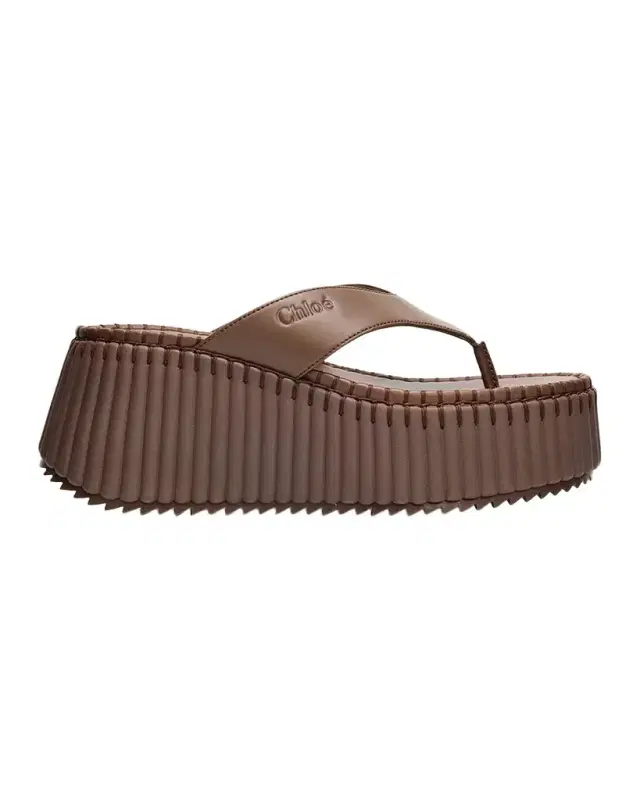 Chloe 75mm Nama Platform Leather Thong Sandals