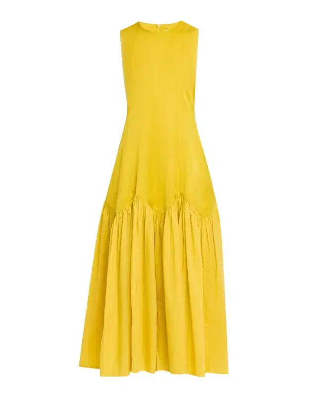 Nira Sleeveless Flounce Cotton Midi Dress