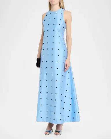 LOVEBIRDS Bennet Sequin Floral Dotted Maxi Dress | Thumbnail 4