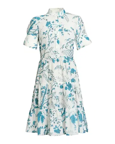 Erdem Floral Cotton-Linen Tiered Mini Shirtdress | Thumbnail 1