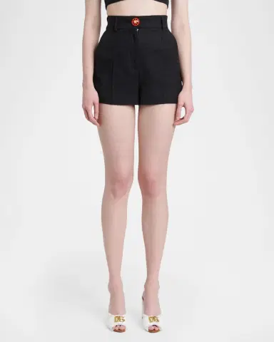 Dolce & Gabbana Carretto-Button Textured Cotton-Linen Shorts | Thumbnail 4