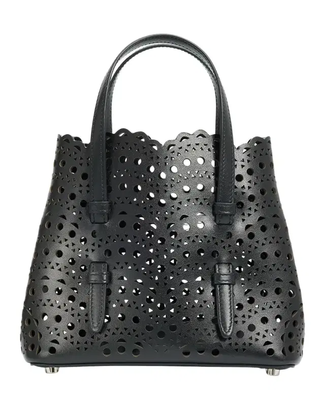 Mina 20 Small Perforated Leather Tote Bag Mina 20 Small Perforated Leather Tote Bag