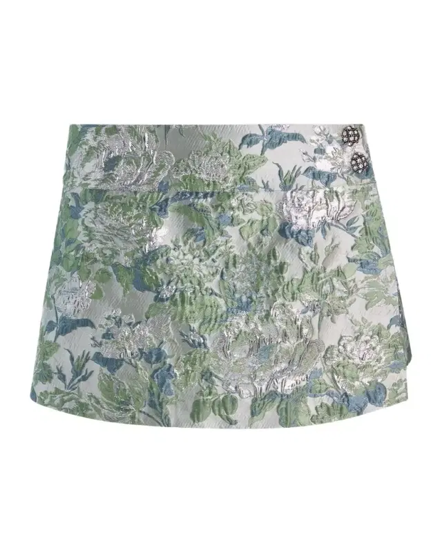 ALICE + OLIVIA Somers Metallic Jacquard Mini Skort