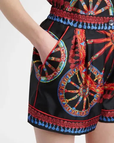 Dolce & Gabbana Carretto-Print Silk Twill Shorts | Thumbnail 5 Dolce & Gabbana Carretto-Print Silk Twill Shorts | Thumbnail 5