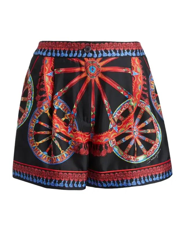 Dolce & Gabbana Carretto-Print Silk Twill Shorts