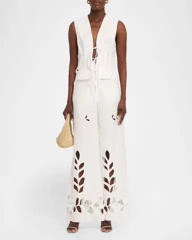 JBQ Malva Embroidered Tie-Front Vest | Thumbnail 2 JBQ Malva Embroidered Tie-Front Vest | Thumbnail 2
