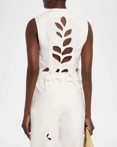JBQ Malva Embroidered Tie-Front Vest | Thumbnail 3 JBQ Malva Embroidered Tie-Front Vest | Thumbnail 3