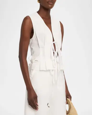 JBQ Malva Embroidered Tie-Front Vest | Thumbnail 4 JBQ Malva Embroidered Tie-Front Vest | Thumbnail 4