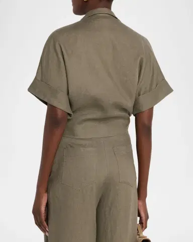 JBQ Chiara Tie-Front Linen Top | Thumbnail 3
