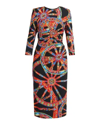 Dolce & Gabbana Carretto-Print Silk 3/4-Sleeve Midi Dress | Thumbnail 1