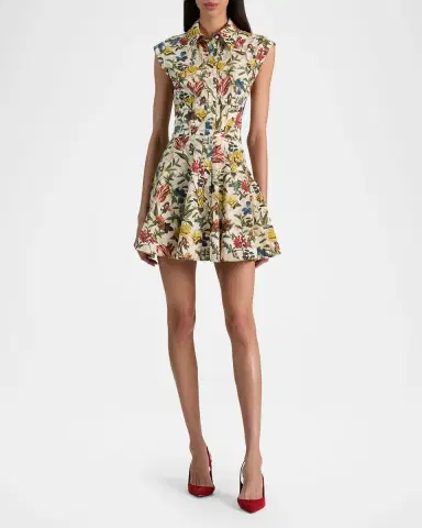 ALICE + OLIVIA Kim Paneled Floral Mini Shirtdress | Thumbnail 2