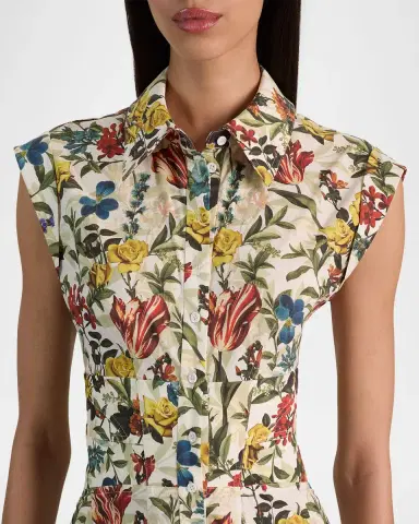 ALICE + OLIVIA Kim Paneled Floral Mini Shirtdress | Thumbnail 5