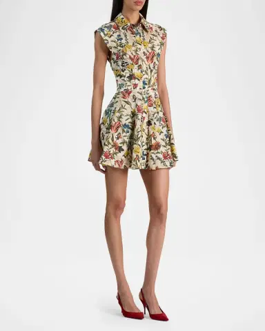ALICE + OLIVIA Kim Paneled Floral Mini Shirtdress | Thumbnail 6