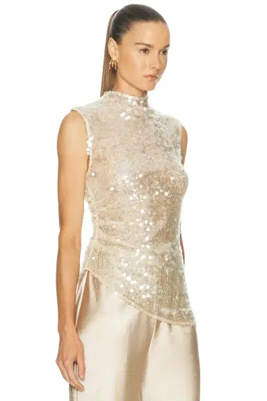 Lapointe Mesh Sequin Mockneck Top | Thumbnail 2 Lapointe Mesh Sequin Mockneck Top | Thumbnail 2