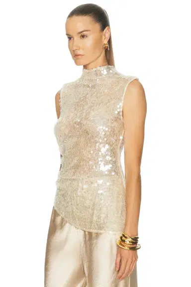 Lapointe Mesh Sequin Mockneck Top | Thumbnail 3 Lapointe Mesh Sequin Mockneck Top | Thumbnail 3