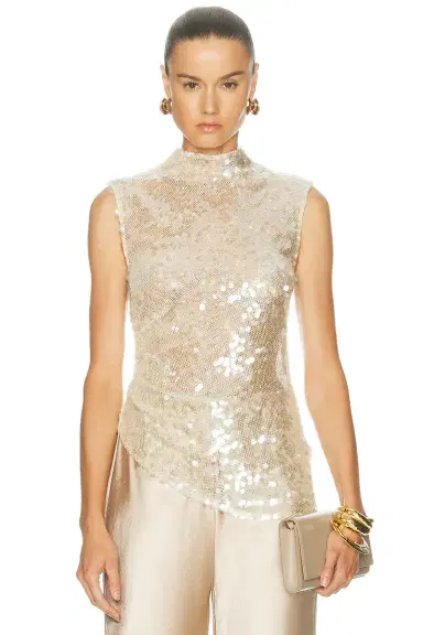 Lapointe Mesh Sequin Mockneck Top | Thumbnail 1 Lapointe Mesh Sequin Mockneck Top | Thumbnail 1