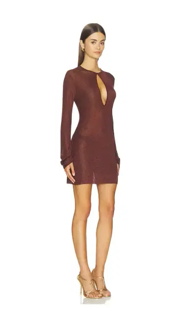 SEROYA Emeri Metallic Knit Mini Dress | Thumbnail 2