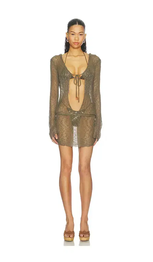 Jaded London Knit Hooded Cutout Mini Dress