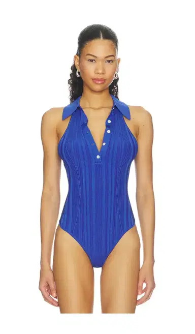 Fleur du Mal Rib Polo Halter Neck Bodysuit | Thumbnail 2 Fleur du Mal Rib Polo Halter Neck Bodysuit | Thumbnail 2