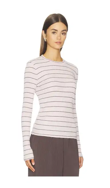 Vince Rib Stripe Long Sleeve Crew | Thumbnail 2