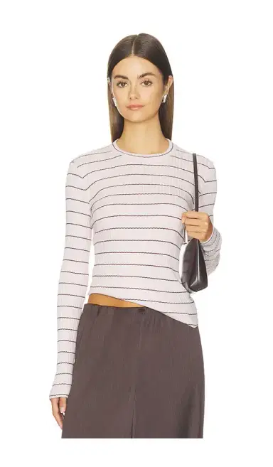 Vince Rib Stripe Long Sleeve Crew | Thumbnail 1