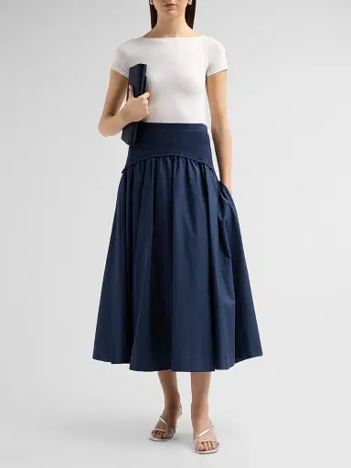 Simkhai Women's Ovie Cotton Midi Skirt - Midnight - Size XL | Thumbnail 2 Simkhai Women's Ovie Cotton Midi Skirt - Midnight - Size XL | Thumbnail 2