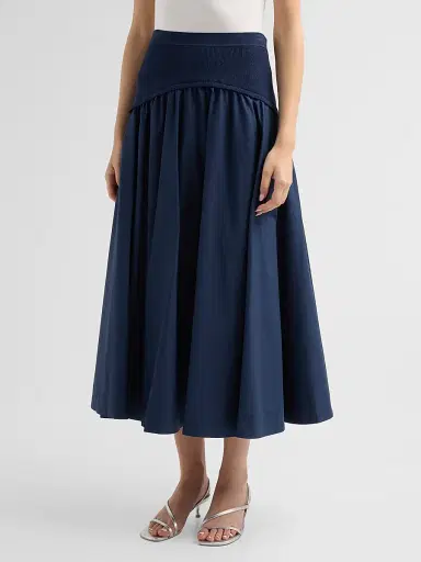 Simkhai Women's Ovie Cotton Midi Skirt - Midnight - Size XL | Thumbnail 4 Simkhai Women's Ovie Cotton Midi Skirt - Midnight - Size XL | Thumbnail 4