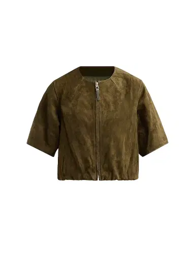 SIMKHAI Women's Austyn Suede Zip-Up Jacket - Sea Turtle | Thumbnail 1 SIMKHAI Women's Austyn Suede Zip-Up Jacket - Sea Turtle | Thumbnail 1