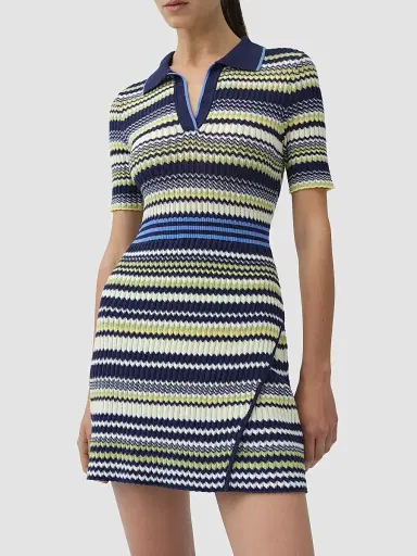 Simkhai Women's Lira Chevron Polo Wrap Mini Dress - Midnight Multi - Size XL | Thumbnail 4 Simkhai Women's Lira Chevron Polo Wrap Mini Dress - Midnight Multi - Size XL | Thumbnail 4