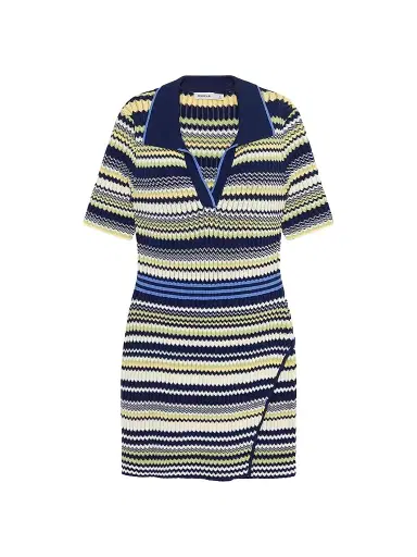 Simkhai Women's Lira Chevron Polo Wrap Mini Dress - Midnight Multi - Size XL | Thumbnail 1 Simkhai Women's Lira Chevron Polo Wrap Mini Dress - Midnight Multi - Size XL | Thumbnail 1